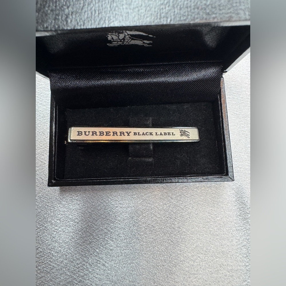 Burberry Black Label Gray/ Gunmetal Tie Clip with Box